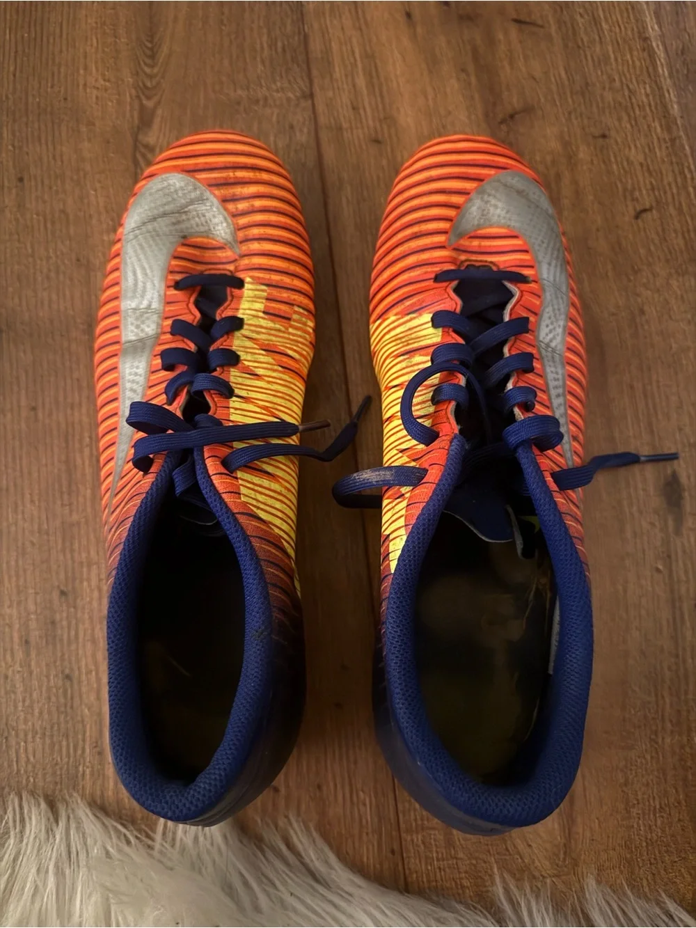 Nike Orange and Navy Mercurial Soccer Cleats